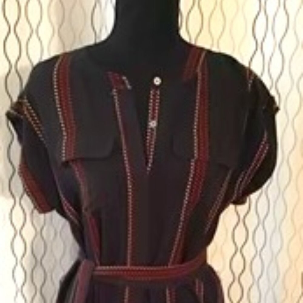 Black, button down with with belt